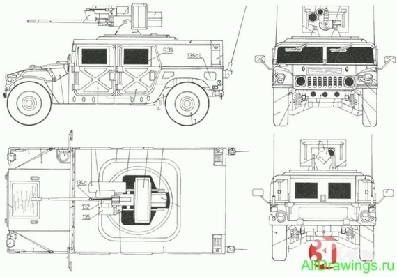 HMMWV M242 (HММВВ М242) - чертежи (рисунки) автомобиля